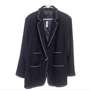 Talbots Navy Blue Womens Tweed Blazer Jacket, Plus Size 24W NEW w/TAG